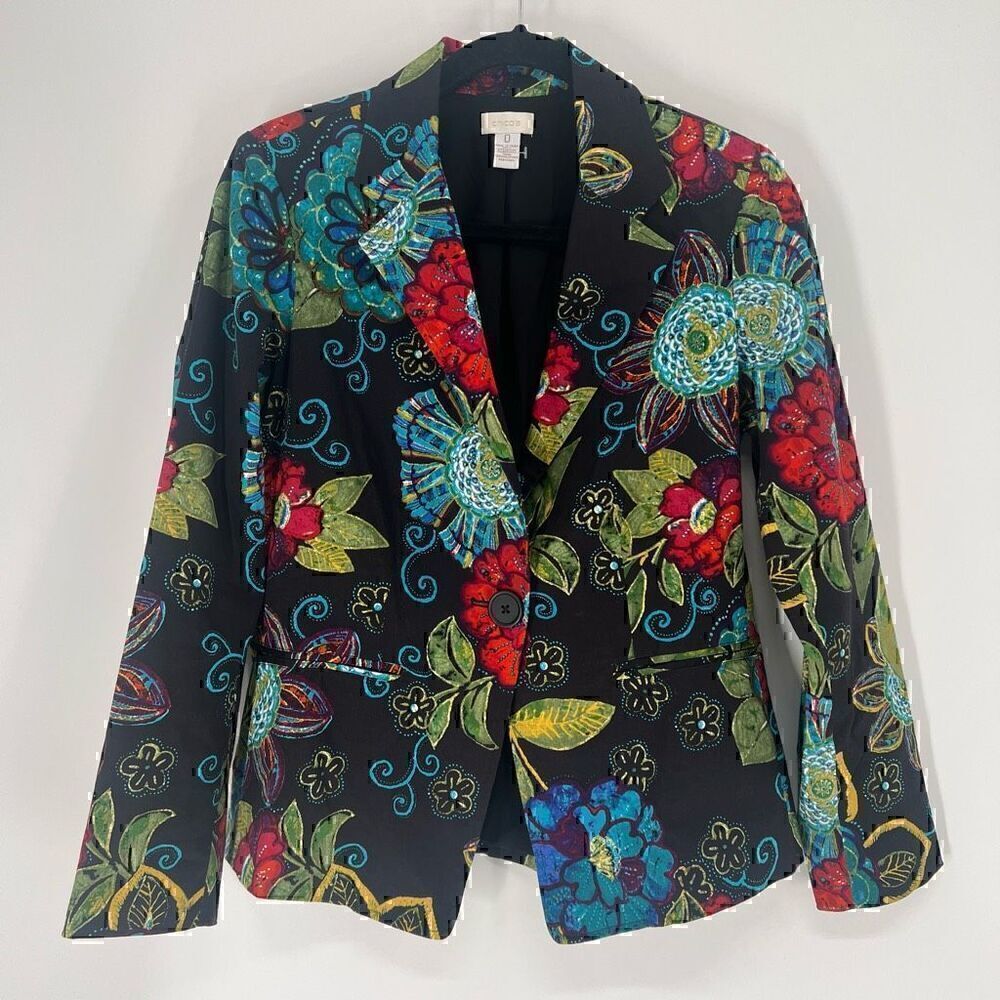 Chicos Blazer Womens Small Fran Fine from The Nanny Funky Feminine Maximalist